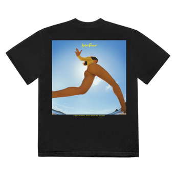 Black t-shirt with Solar Power album artwork screenprinted back graphic